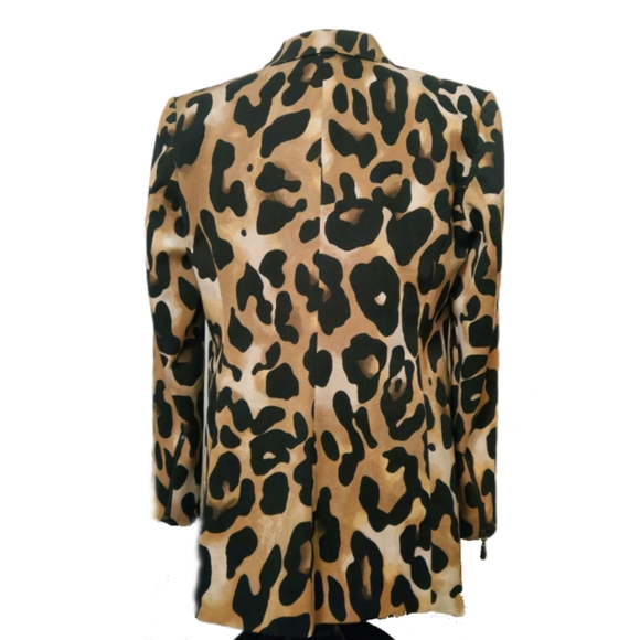 Peter Nygard Black and Tan Blazer with Leopard Print - Picture 3 of 10